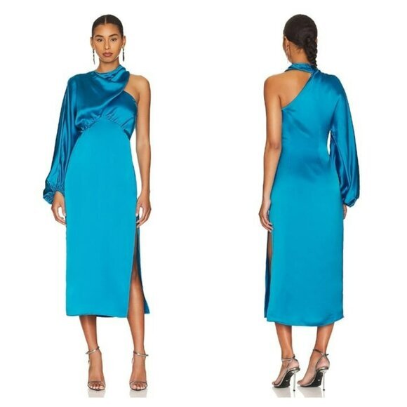 L'Academie Ray Midi Dress - Aqua Blue